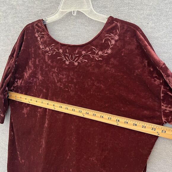 J. Jill Crushed Velvet Embroidered Tunic Top Size M Whimsigoth Holiday Witchy - Picture 6 of 10
